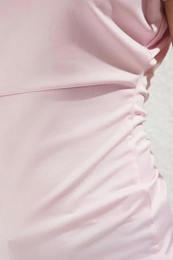 WOVCOR Flexible Knit Blouse with Drape & Pad Detail