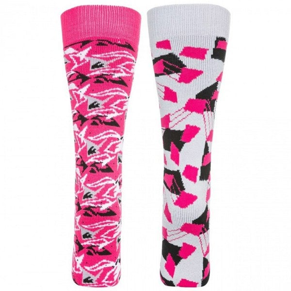 Trespass Childrens/Kids Rockies Ski Socks (Pack Of 2) - Platinum/Pink Lady