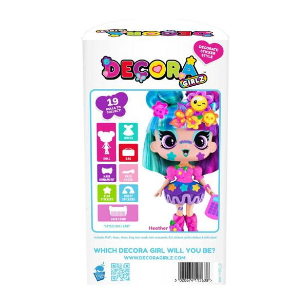 Decora Girlz 5" Fashion Doll – Heather - with Stickers & Accessories