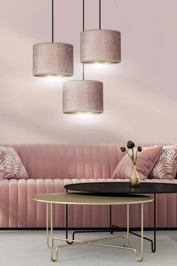 Emibig HILDE Pendant lamp 3 x E27 Black with Pink Shade
