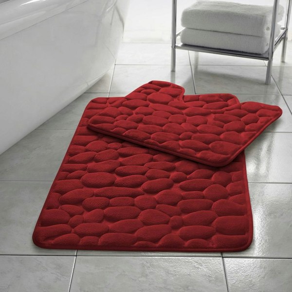 HomeSpace Direct Memory Foam Pebbles Bath Mat Set 2 Piece