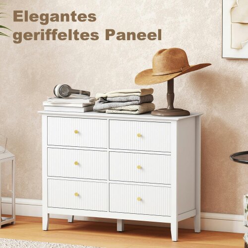 Wyld Haus Lezi Wooden White 6 Drawer Fluted Storage Dresser