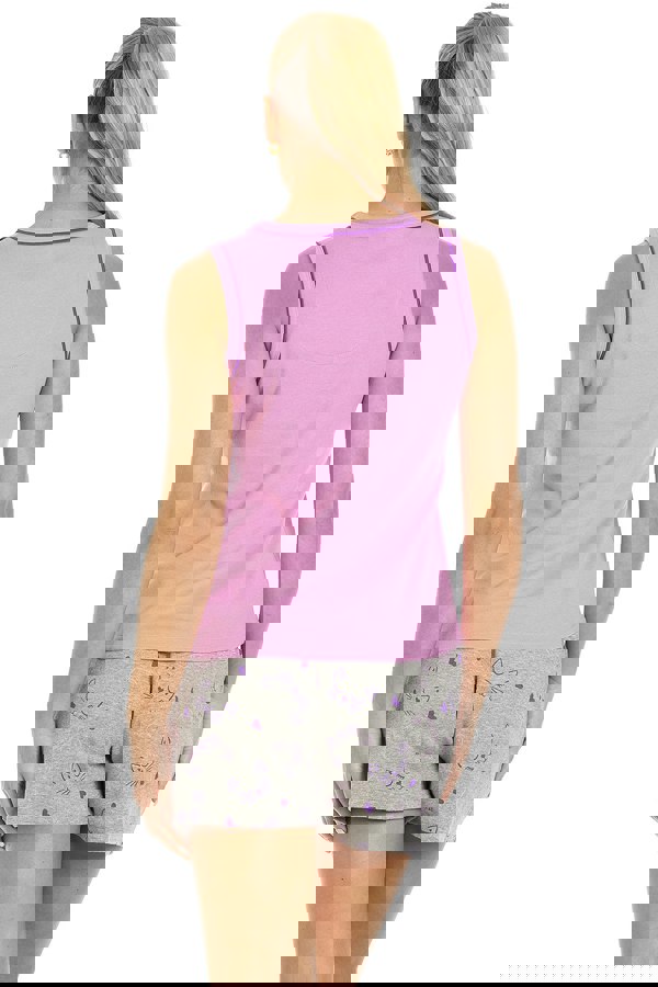 Camille Womens Short Cotton Lilac Cat Print Pyjama Set