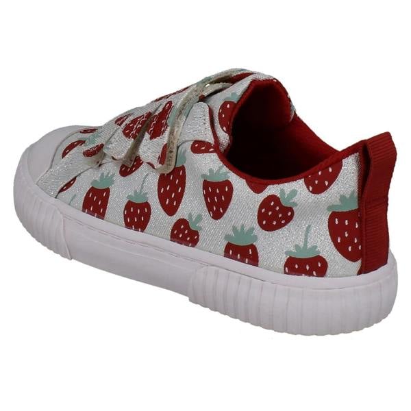 Clarks Girls Clarks Canvas Metallic Strawberry Design Shoes Foxing Fraise