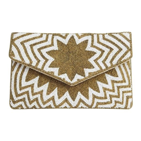 Gold Trip Star Beaded Clutch Bag
