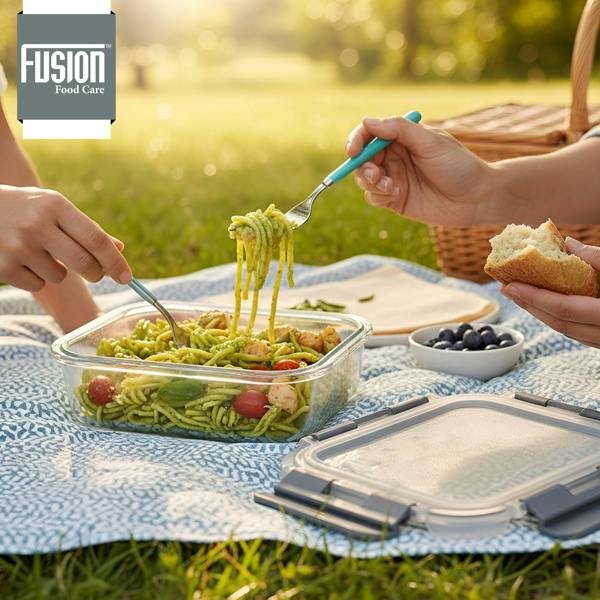 Fusion Food Care Food Storage Containers with Airtight Lids 10 Pack - 5x370ml & 5x1040ml Glass Meal Prep Containers Set BPA Free Glass Food Container