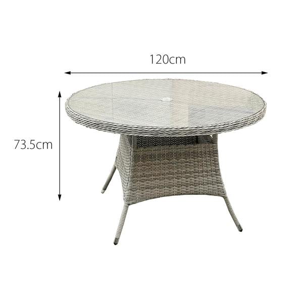 hampton rattan 4 seat dining set in dove grey with light grey cushions