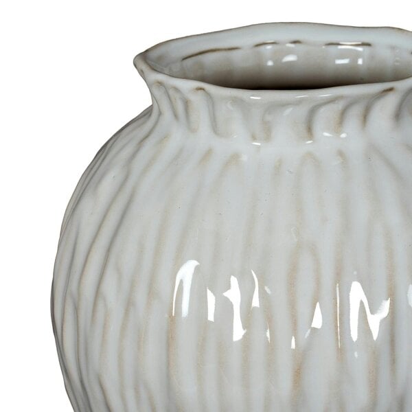 Wyld Haus Windmere White Round Textured Ceramic Vase