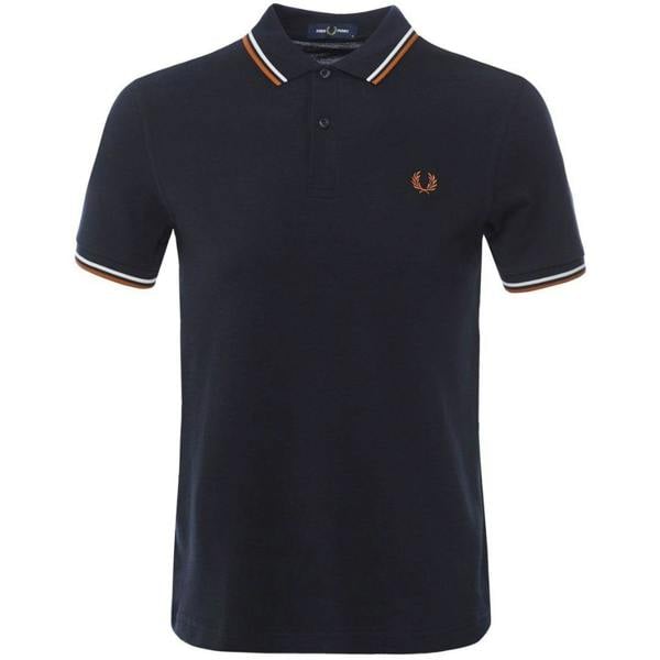 Fred Perry Mens Double Tipped Collar Polo Shirt - Navy - 