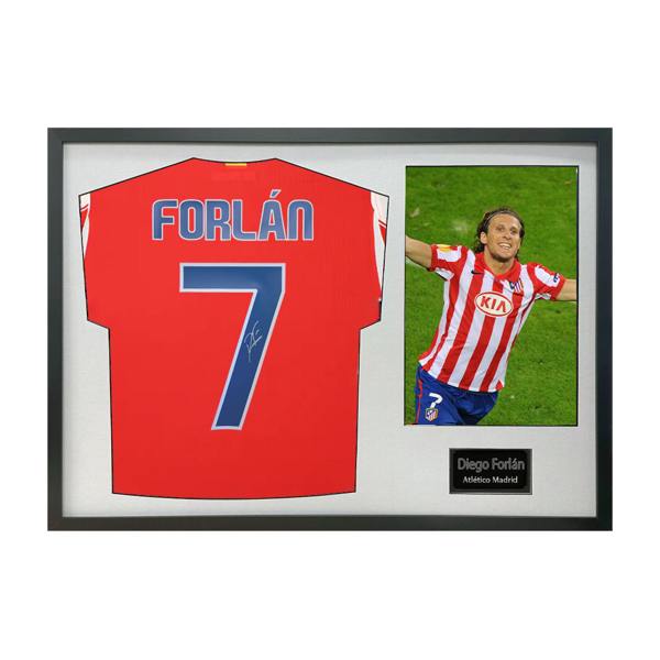 Diego Forlan Signed Atlético Madrid Shirt Classic Frame