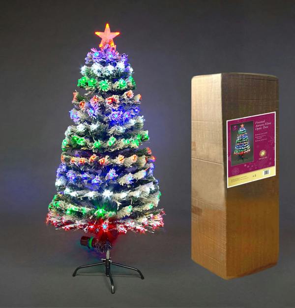 2ft to 6ft Frosted Tips Fibre Optic Christmas Trees with 8 Light Modes, PVC Green Tips image 1