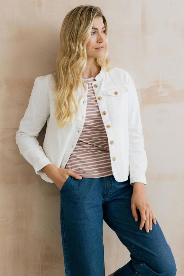 Seren Stretch Cotton Twill Jacket White
