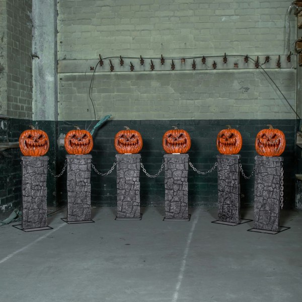 Samuel Alexander Pack of 2: 97cm x 1.2m Battery Powered Light up Halloween Pumpkin Fence with LEDs