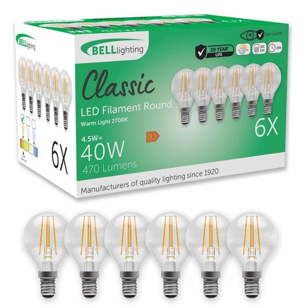 BELL Lighting Dimmable E14 LED Filament Golf Ball 4.7W Light Bulb - Pack of 6