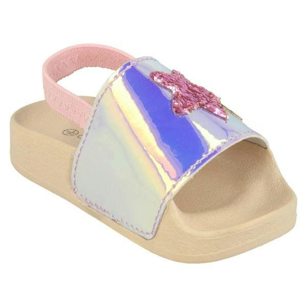 Spot On Girls Spot On Slingback Sliders With Glitter Star Design H0310