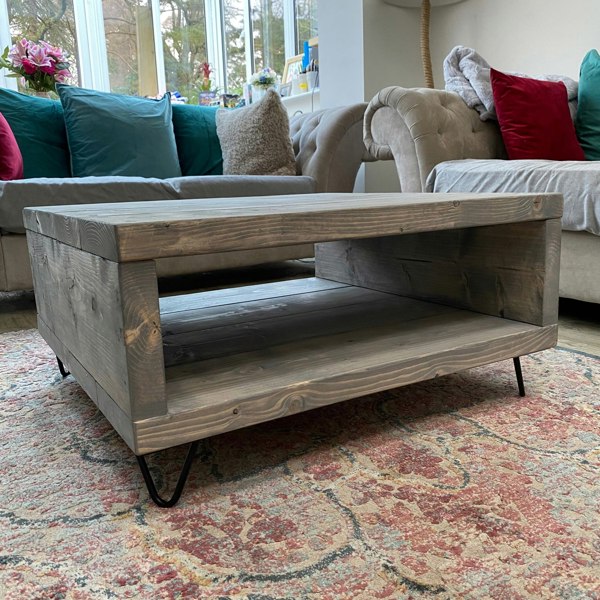 The Bespoke Carpentry Co Square Hairpin Leg Coffee Table with Storage