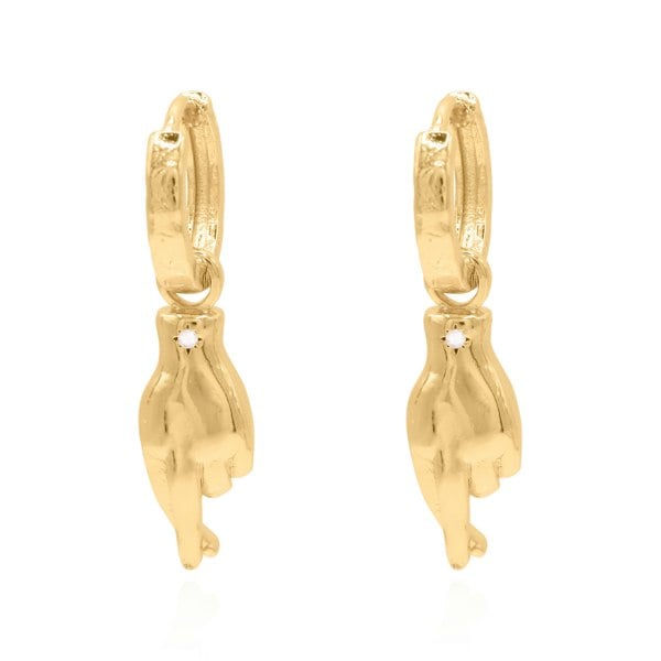 Luna Charles Faye Fingers Crossed Huggies | 18k Gold Plated