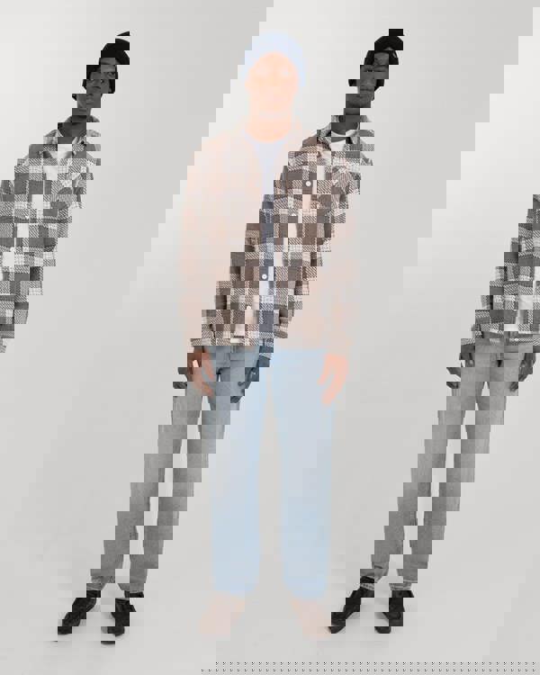 Larsson & Co Light Brown & Cream Check Overshirt