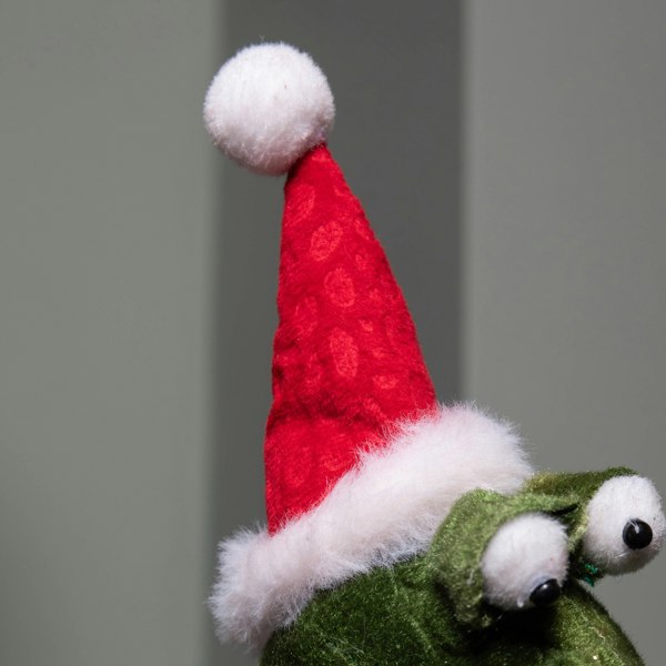 Samuel Alexander 37cm Green Standing Christmas Dinosaur with Santa Hat