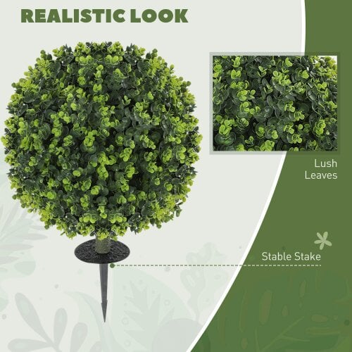 Wyld Haus Kevalo Set Of 2 Artificial Boxwood Ball Bushes With Ground Stakes For Garden And Balcony Use 40cm