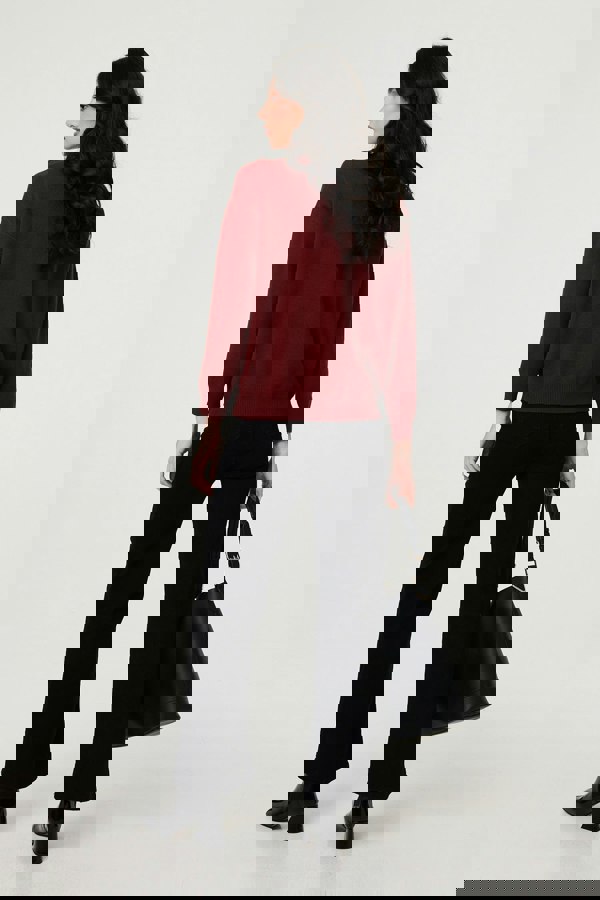 Burgundy | Bow Embellished Drop Shoulder Knit Jumper