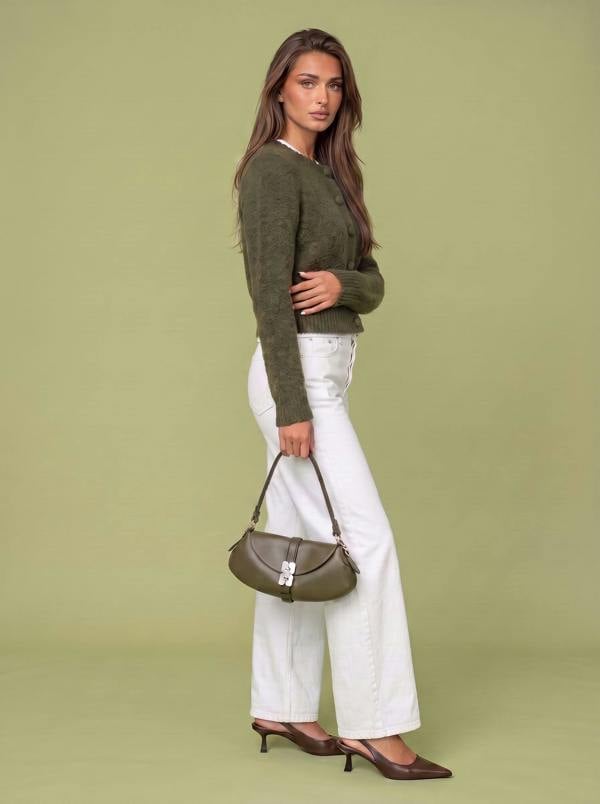 Urban Bliss Wool Cropped Cardigan Khaki