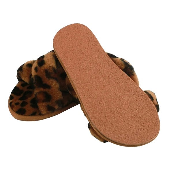 Eastern Counties Leather Womens/Ladies Delilah Leopard Print Sheepskin Slippers - Brown/Black