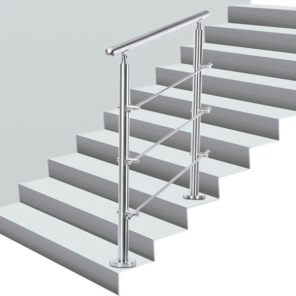 Silver Floor Mount Stainless Steel Handrail for Slopes and Stairs Living and Home