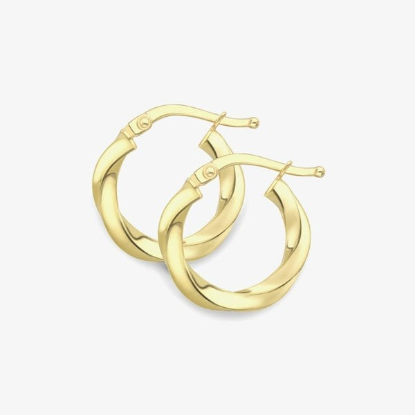 T. H. Baker 9ct Yellow Gold Twist Hoop Earrings 120525147557