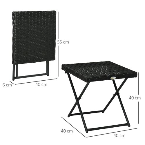 Wyld Haus Kenila Natural Rattan Square Folding Garden Bistro Side Table