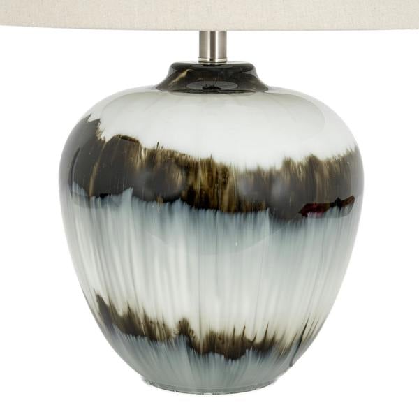Hill Interiors Squat Linen Table Lamp (UK Plug) - Black - 