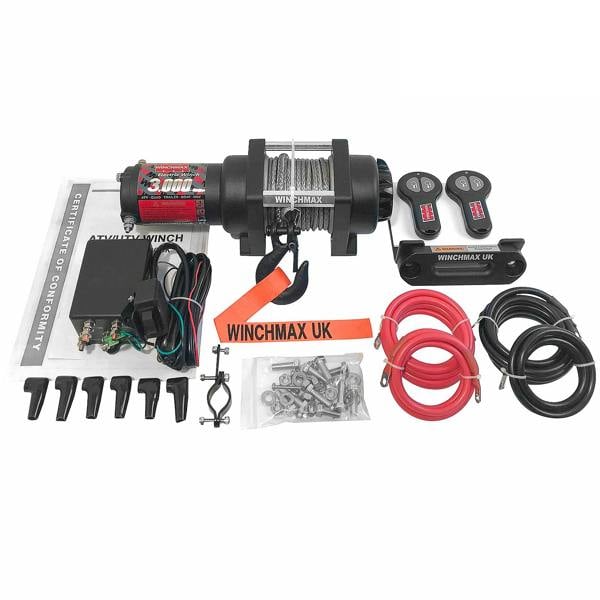 Winchmax 3,000lb (1,361kg) 24V Military Grade Winch 155m x 5mm Dyneema Rope, Remotes