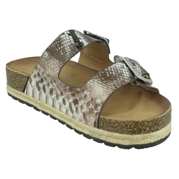 Spot On Ladies Spot On Snake Print Mules F10956