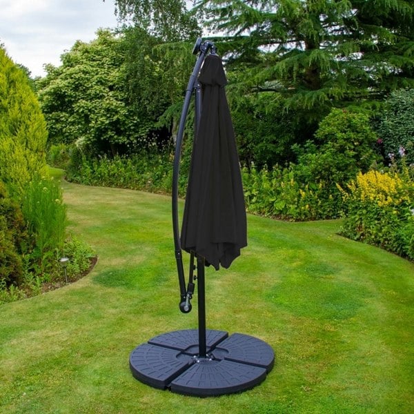 Monstershop Black 3m LED Cantilever Parasol With Fan Base