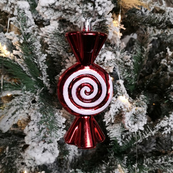 Samuel Alexander Pack of 5 15cm Red & White Candy Stripe Sweet Shatterproof Christmas Decoration
