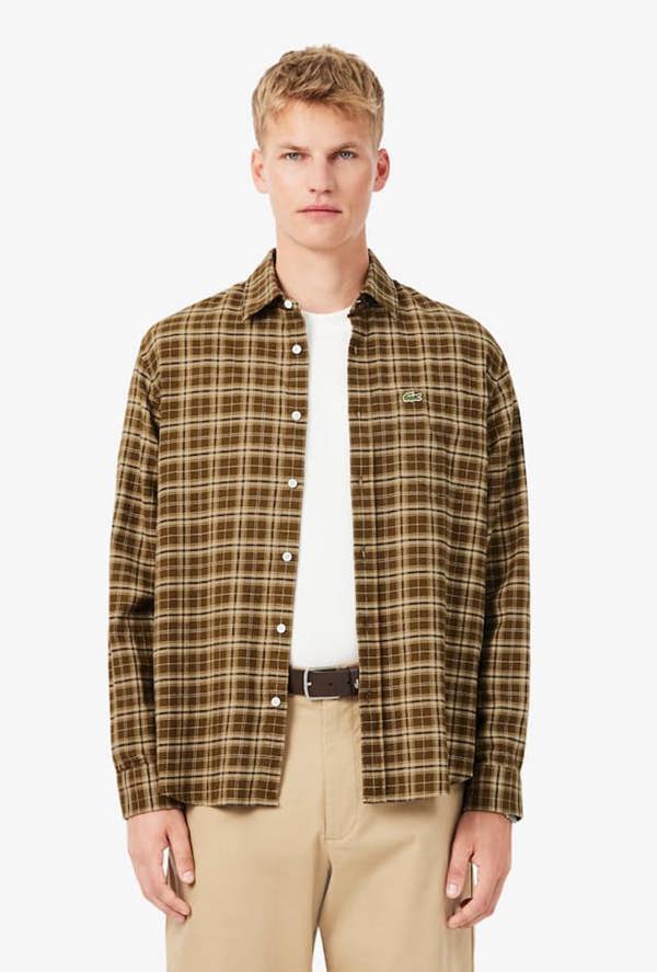 Lacoste Regular Fit Plaid Flannel Shirt