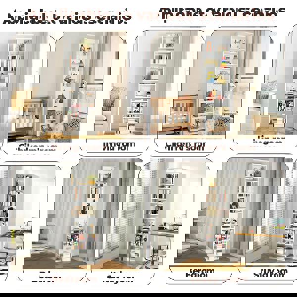 Levede Slim 6 Tier Bookshelf Narrow Bookcase  Storage Shelf Organizer Unit White