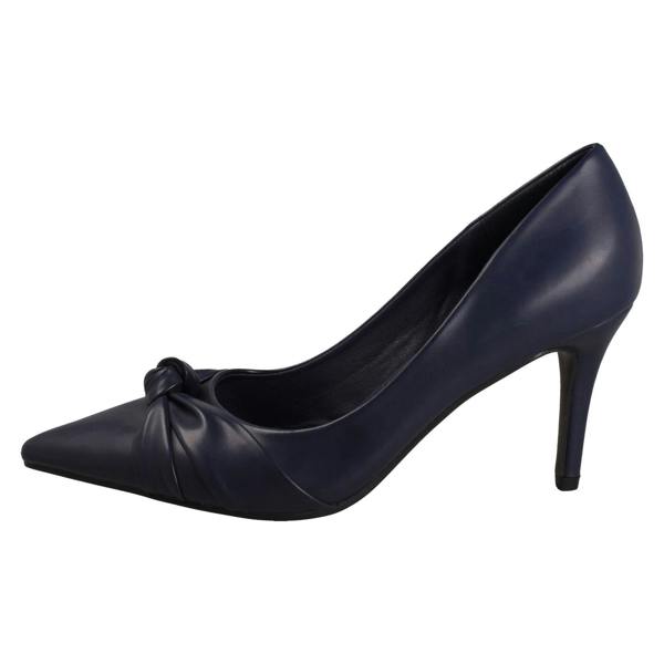 Spot On Ladies Spot On High Heel Twist Knot Vamp Pointed Toe Court Shoe F90130