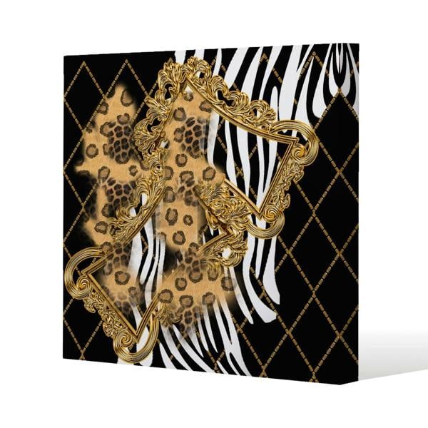 Benjamin Tate Design Zebra & Baroque Slim Style Canvas Print  30x30cm , 15mm Slim Real wood.