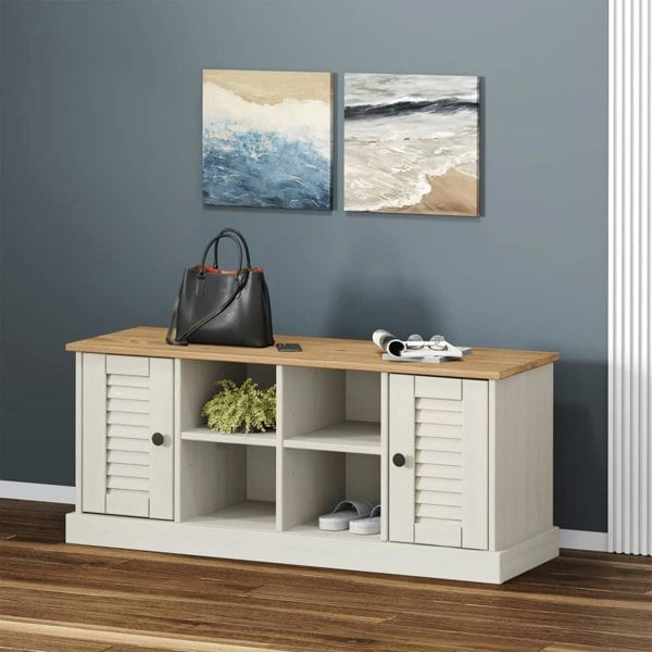 Berkfield Shoe Bench VIGO White 106x35x40 cm Solid Wood Pine