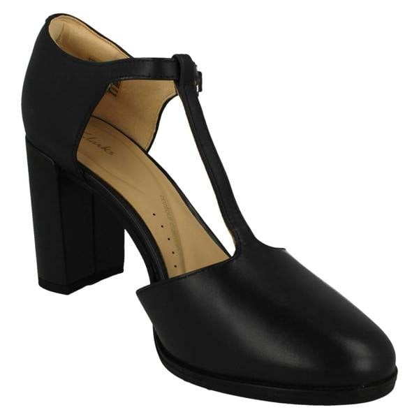 Clarks Ladies Clarks T-Bar Heeled Court Shoes Freva85 Bar