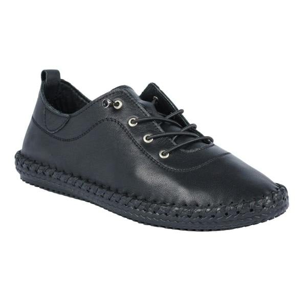 Lunar Womens/Ladies St Ives Leather Plimsolls - Black