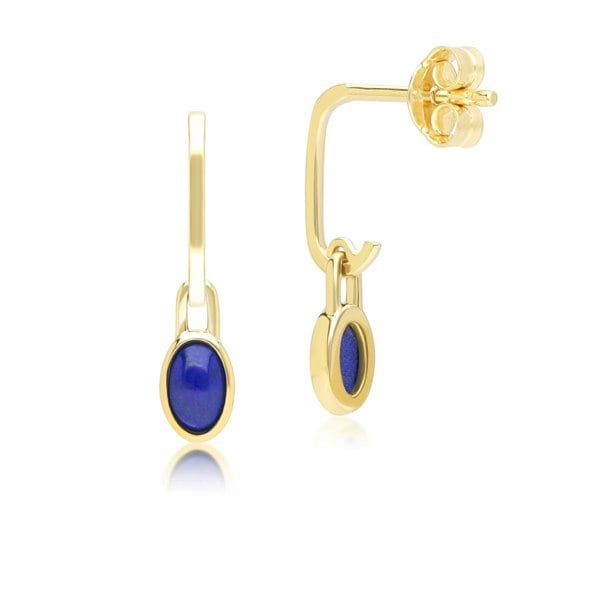 Gemondo Classic Oval Lapis Lazuli Drop Earrings in 9ct Yellow Gold