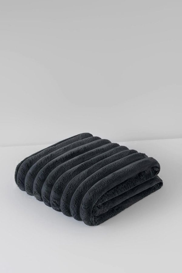HomeSpace Direct Big Cord Charcoal Blanket/Throw