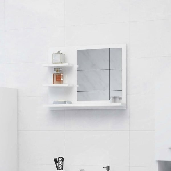 Berkfield Bathroom Mirror High Gloss White 60x10.5x45 cm Engineered Wood