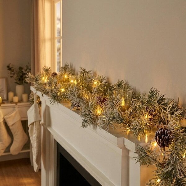 Garden Greatness Lit Pine Needle Garland with Cones