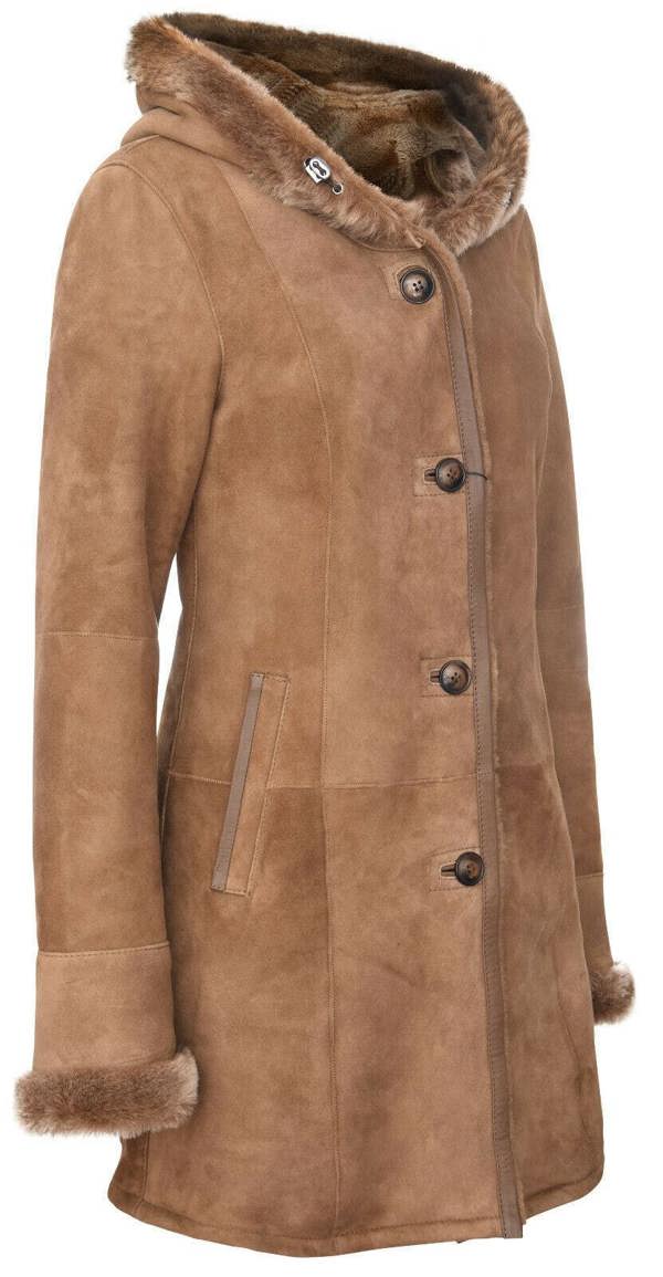 Infinity Leather Womens Suede Merino Sheepskin Parka Coat-Richmond