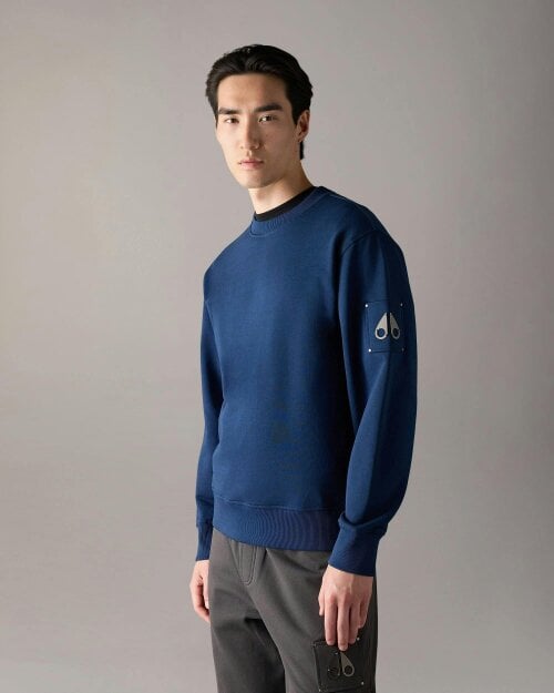 Moose Knuckles Hartsfield Mens Crew Neck Sweatshirt - Nightfall 1977