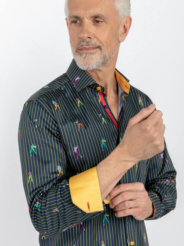 Claudio Lugli Stripe Golfer Print Shirt