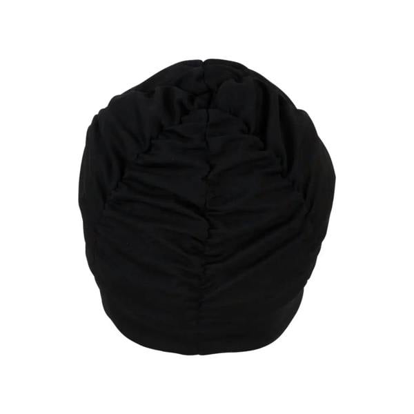 Textured black bean bag chair cover with pleated fabric swim design